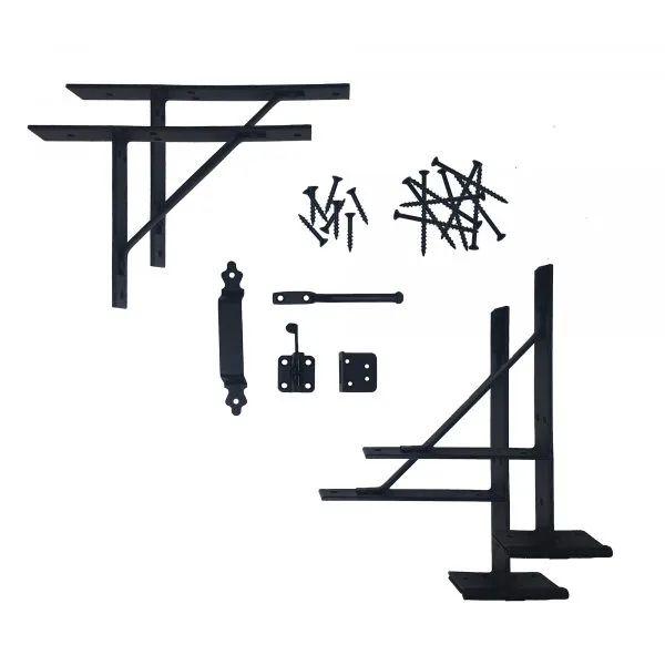 Heavy Duty Gate Corner Frame Brace and Hardware Kit | Black Galvanized Steel Heavy Duty Gate Corner Frame Brace and Hardware Kit | Black Galvanized Steel