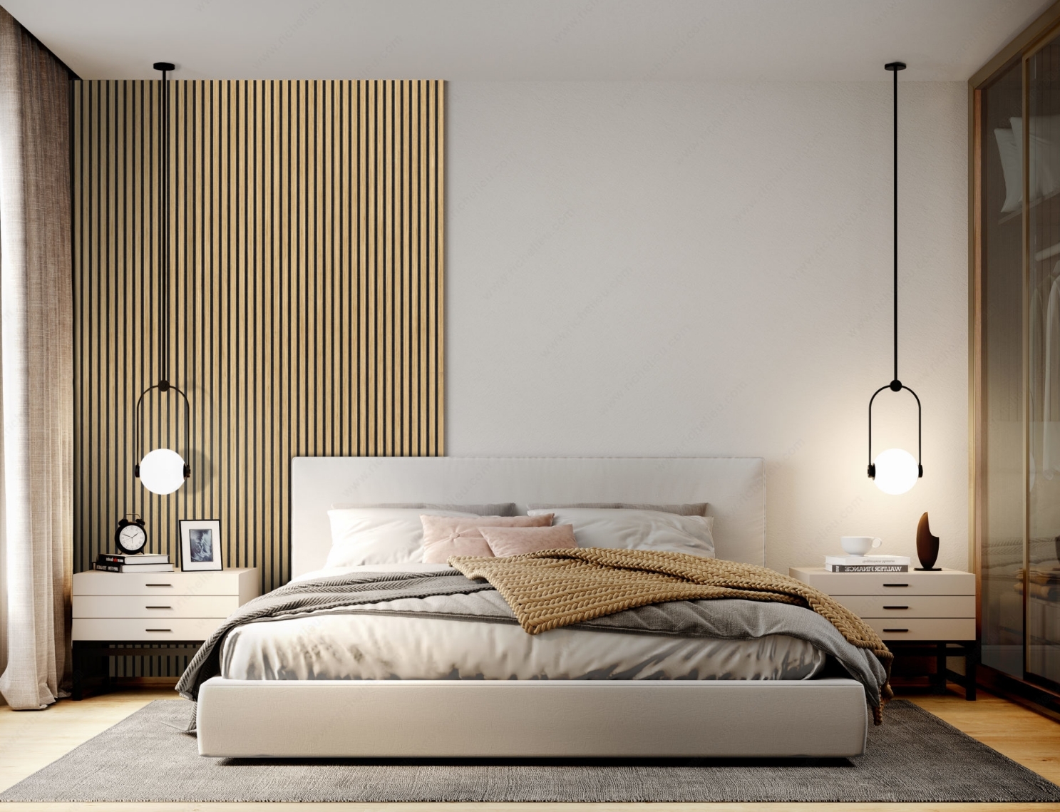 Grooved panel with Kalmate felt - Light Oak Grooved panel with Kalmate felt - Light Oak