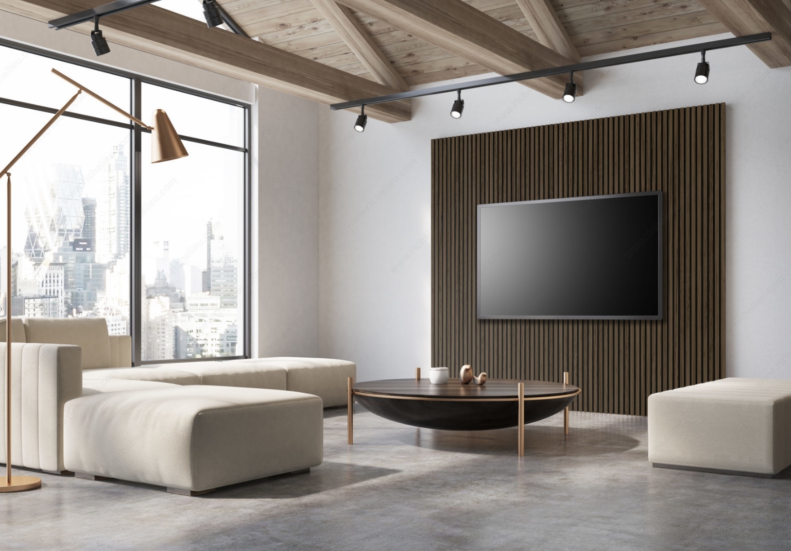 Grooved panel with Kalmate felt - Walnut Grooved panel with Kalmate felt - Walnut